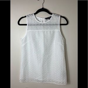Mario Serrani Italy White Eyelet Lace Top XS